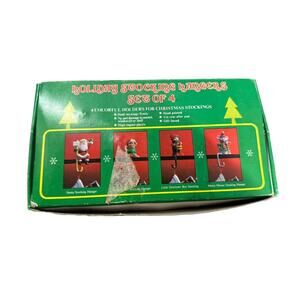Vintage 1960's Santa Clause Christmas Stocking Holder Set of 4 JSNY Hong Kong